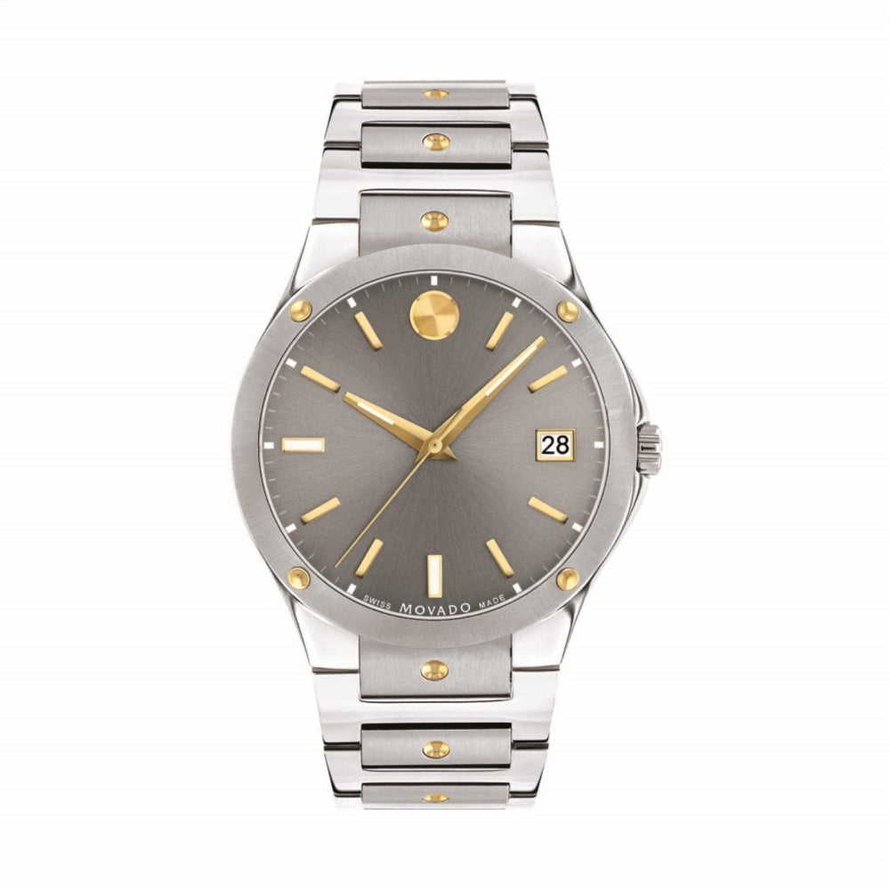 Movado Watch with 41MM Grey Round Dial and Stainless Steel Bracelet. 0607514