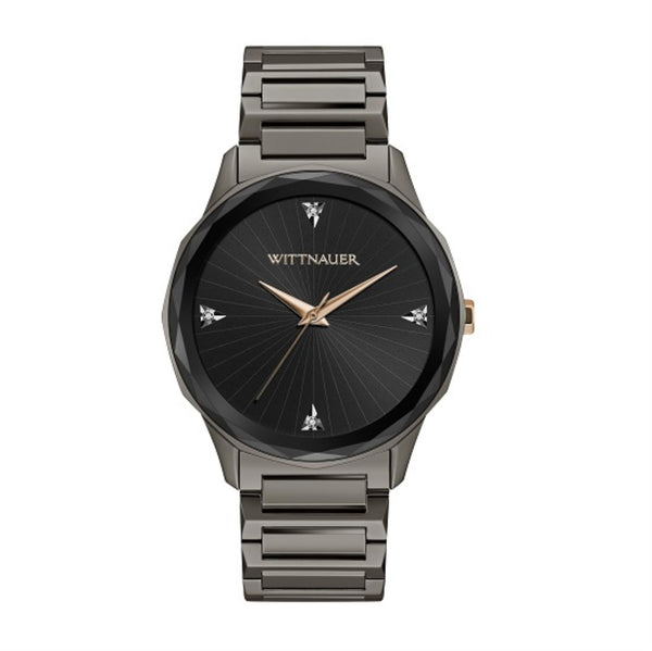 Wittnauer with 42MM Black Diamond Dial Stainless Steel Watch Band; WN3095