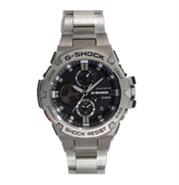 G-Shock with 58X54 MM Black Round Dial Stainless Steel Watch Band; GSTB100D-1A. Comes with Free G-Shock Organizer Bag.