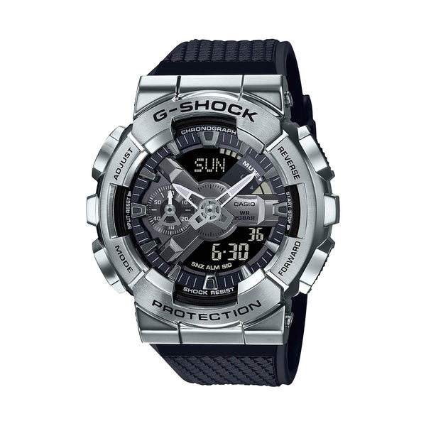 G-Shock Stainless Steel Case Black Resin Band GM-110 Series; GM110-1A