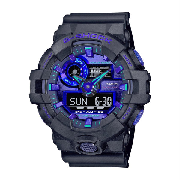 G-Shock with 57X53 MM Blue Round Dial Resin Band Strap; GA700VB-1A
