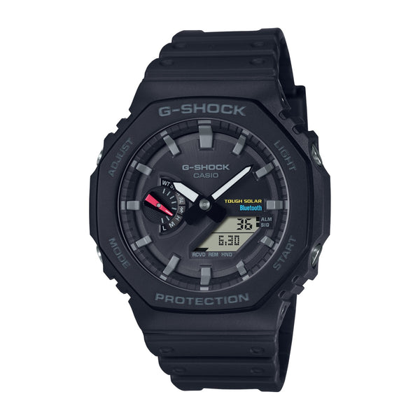 G-Shock Bluetooth Connected with 48X45 MM Black Octagon Dial Resin Band Strap; GAB2100-1A Solar