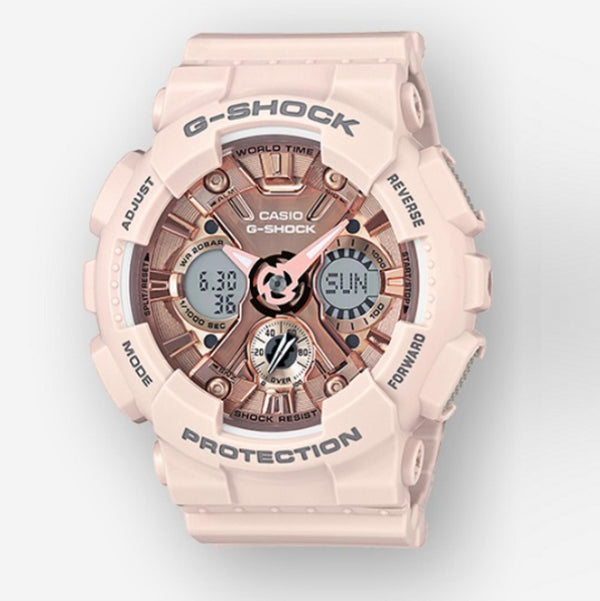 G-Shock with 49X46 MM Rosetone Round Dial Resin Band Strap; GMAS120MF-4A