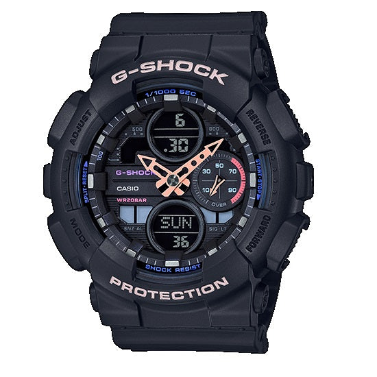 G-Shock Mid-Size Analog-Digital Watch in Black Resin; GMAS140-1A