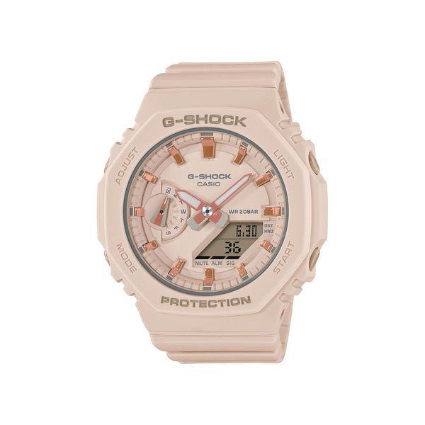 G-Shock with 43X43 MM Blush Resin Band Strap; GMAS2100-4A