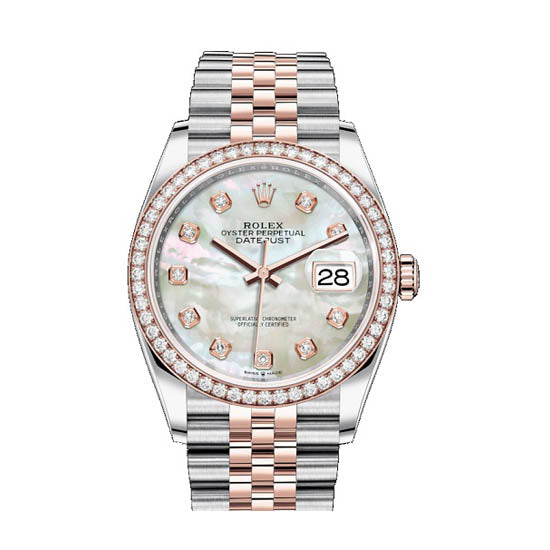 Certified Pre-Owned Rolex Diamond Accent Oyster Perpetual Datejust with 36X36 MM White Round Dial Steel & 18K Everose Gold Jubilee; 116201.1