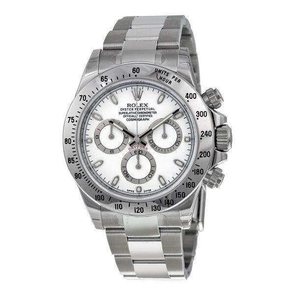 Certified Pre-Owned Rolex White Stainless Steel Oyster Perpetual Daytona Cosmograph with 40X40 MM White Round Dial; 116520