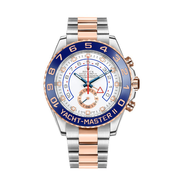 Certified Pre-Owned Rolex Two-Tone Steel & 18K Everose Gold Oyster Perpetual Yacht Master II Cerachrom Bezel with 44X44 MM White Round Dial; 116681