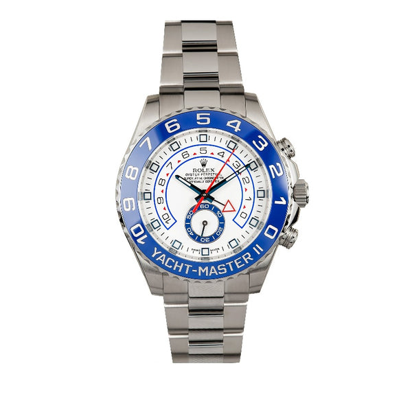 Certified Pre-Owned Rolex White Stainless Steel Oyster Perpetual Yacht Master II Cerachrom Bezel with 44X44 MM White Round Dial; 116680