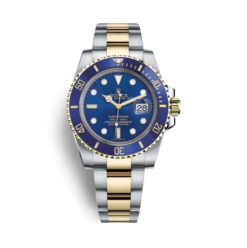 Pre-Owned Rolex Two-Tone Steel & 18K Yellow Gold Oyster Perpetual Submariner with 40X40 MM Blue Round Dial. With Ceramic Bezel