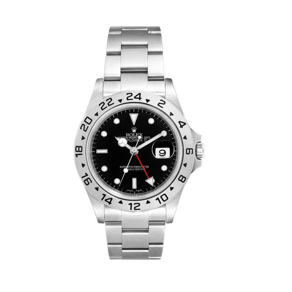 Certified Pre-Owned Rolex White Stainless Steel Oyster Perpetual Explorer II with 40X40 MM Black Round Dial; 16570.1 BLACK
