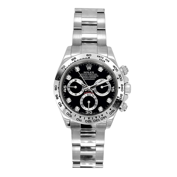Certified Pre-Owned Rolex 14KT White Gold Daytona with 40MM Diamond Dial; 116509