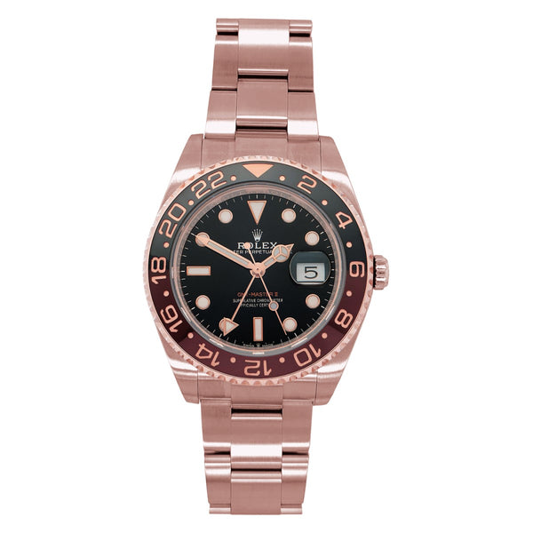 Certified Pre-Owned Rolex 18KT Rose Gold 40MM GMT Master II Root Beer; 126715