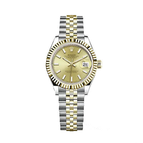 Certified Pre-Owned Rolex Oyster Perpetual Lady-Datejust with 26X26 MM Champagne Round Dial Steel & 18K Yellow Gold Jubilee; 20100