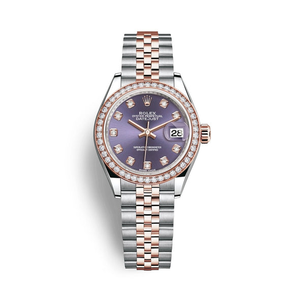 Certified Pre-Owned Rolex Diamond Accent Oyster Perpetual Datejust with 26X26 MM Black Round Dial Steel & 18K Everose Gold Oyster; 179171