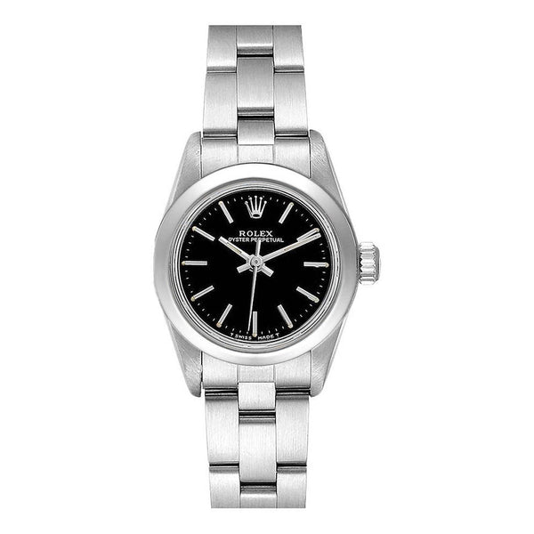 Certifed Pre-Owned Rolex Oyster Perpetual with 25MM Black Dial; 67180