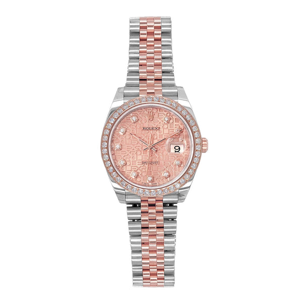 Certified Pre-Owned Rolex Datejust with 26X26 MM Rosetone Round Dial Steel & 18K Everose Gold Jubilee; 179171