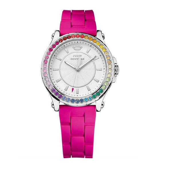 Juicy Couture with 38X38 MM Silvertone Silicone Band Strap; 1901277