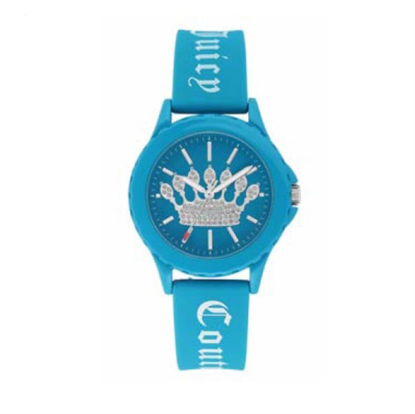 Juicy Couture with 38X38 MM Blue Round Dial Silicone Band Strap; JC-1001BLBL