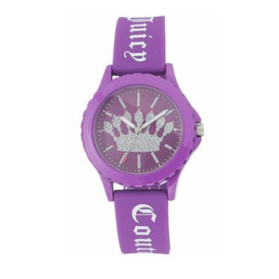 Juicy Couture with 38X38 MM Purple Round Dial Silicone Band Strap; JC-1001PRPR