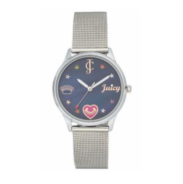 Juicy Couture with 36X36 MM Blue Round Dial Stainless Steel Watch Band; JC-1025BMSV