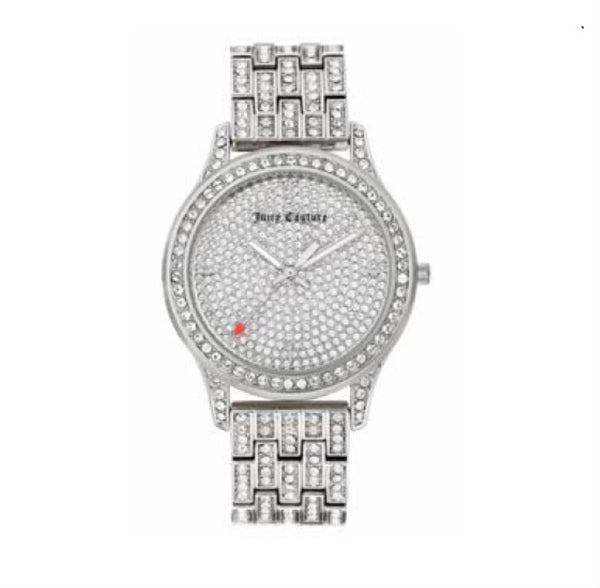 Juicy Couture with 38X38 MM Silvertone Round Dial Stainless Steel Watch Band; JC-1045PVSV