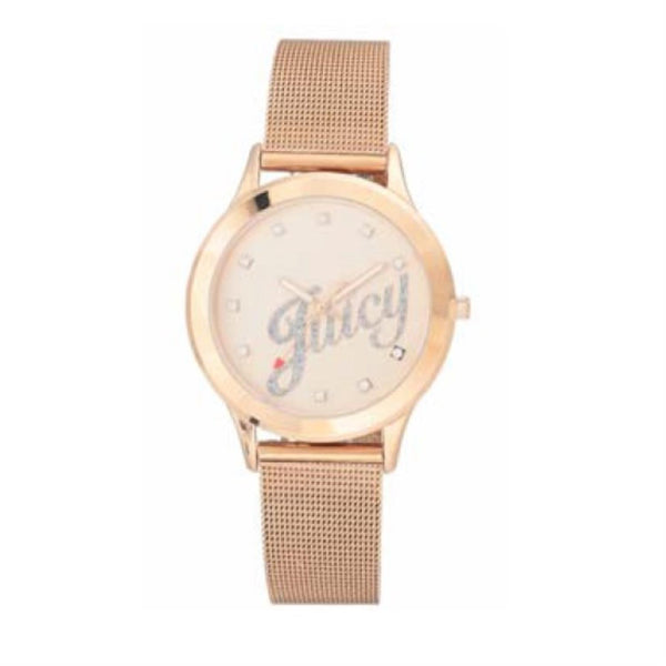 Juicy Couture with 38X38 MM Rosetone Round Dial Stainless Steel Watch Band; JC-1032RGRG