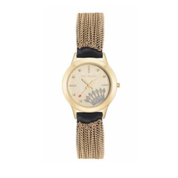 Juicy Couture with 32X32 MM Champagne Round Dial Leather Band Strap; JC-1070CHBK