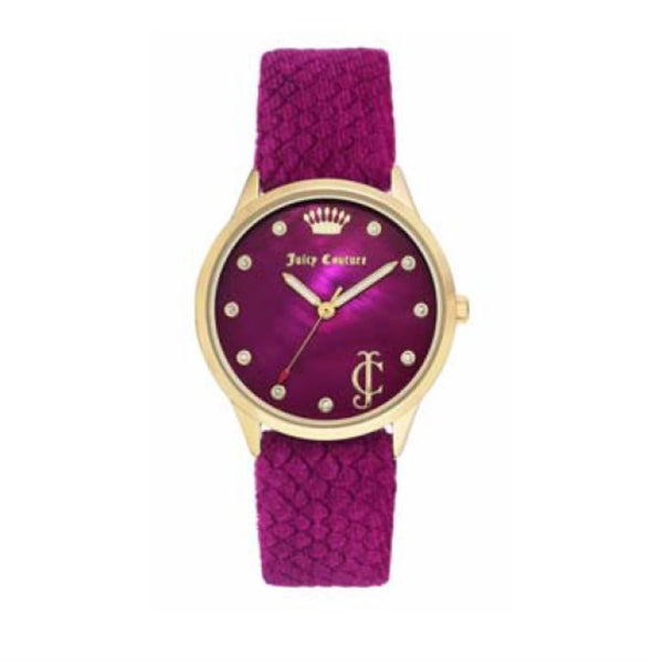 Juicy Couture with 36X36 MM Yellow Round Dial Velvet Band Strap; JC-1060HPHP