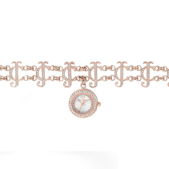 Juicy Couture with 19X19 MM Round Dial Mixed Metal Band Watch Band; JC-1102RGCH