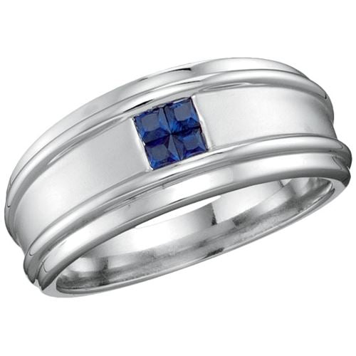 Blue Sapphire Gem Stone Ring in 14KT White Gold