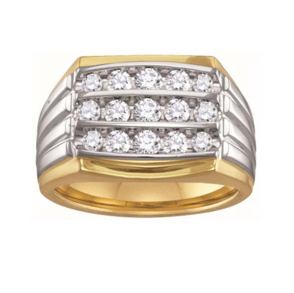 White Sapphire Gem Stone Ring in 10KT White and Yellow Gold