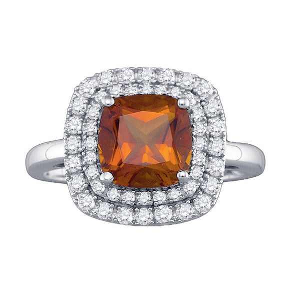 Citrine and Lab-Created White Sapphire Ring in Sterling Silver