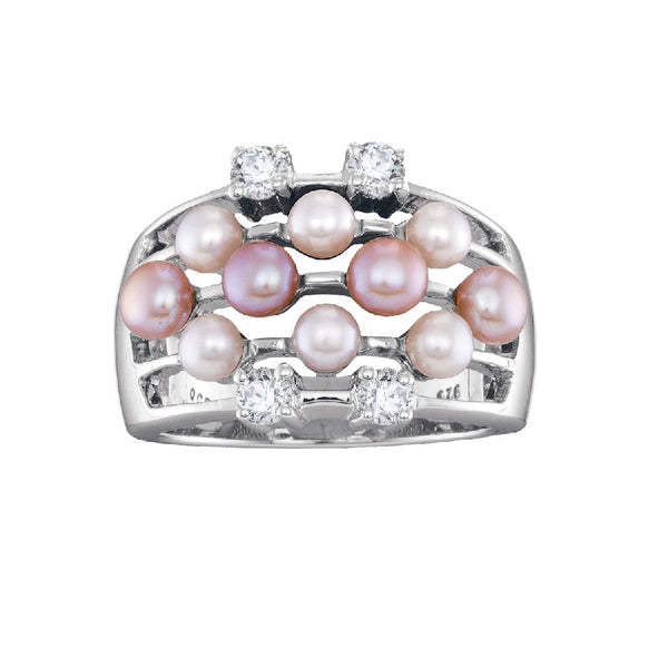 Pearl and Cubic Zirconia Ring in Sterling Silver