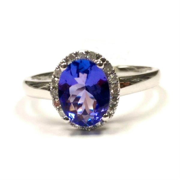 Oval Tanzanite and Diamond Ring in 14KT White Gold