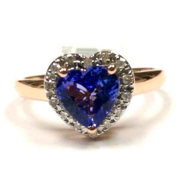 Heart Shape Tanzanite and Diamond Heart Ring in 14KT Rose Gold