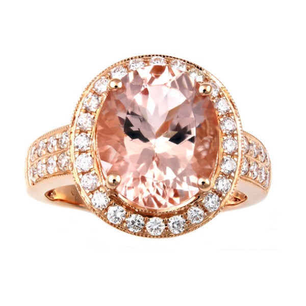 Morganite and Diamond Ring in 18KT Rose Gold