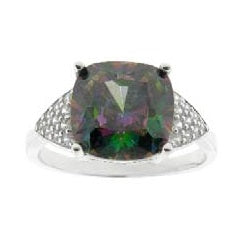 10MM Mystic Topaz and White Topaz Ring in Sterling Silver