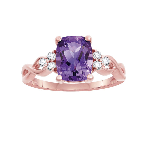 Amethyst and White Topaz Ring in 10KT Rose Gold