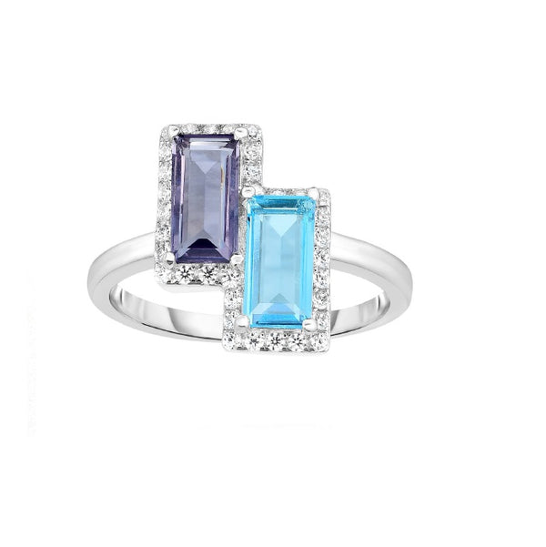 8X4MM Cubic Zirconia Gem Stone Halo Ring in Sterling Silver