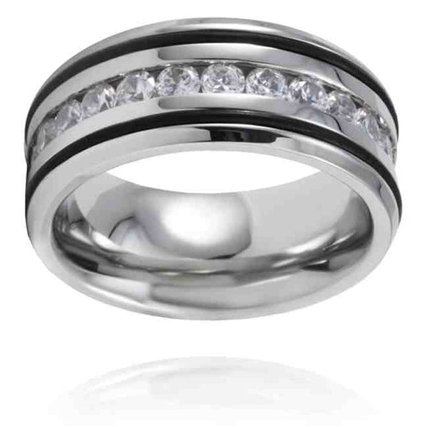 Cubic Zirconia Ring in Stainless Steel