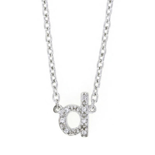 1/25 CTW Diamond Initial 18" Pendant in Sterling Silver; Initial D