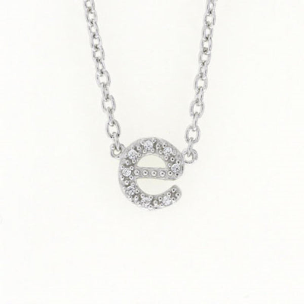 1/25 CTW Diamond Initial 18" Pendant in Sterling Silver; Initial E