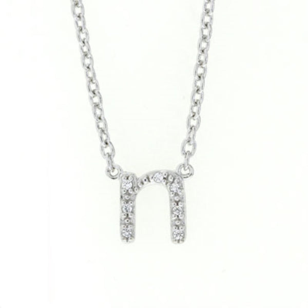 1/25 CTW Diamond Initial 18" Pendant in Sterling Silver; Initial N