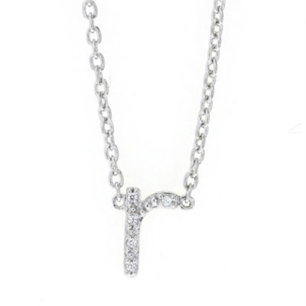 1/30 CTW Diamond Initial 18" Pendant in Sterling Silver; Initial R