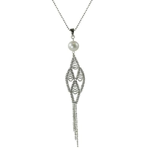 Round Pearl 18" Pendant in Sterling Silver