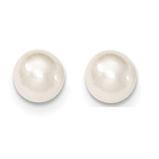9MM Round Fresh Water Pearl Stud Earrings in 14KT Yellow Gold