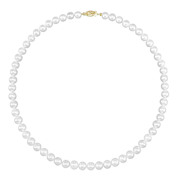 6MM Round Pearl 18" Necklace in 14KT Yellow Gold