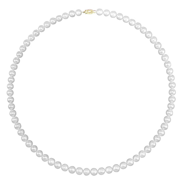 7MM Round Pearl Filigree 20" Necklace in 14KT Yellow Gold