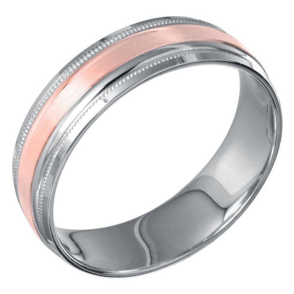 6MM Wedding Ring in 10KT White and Rose Gold
